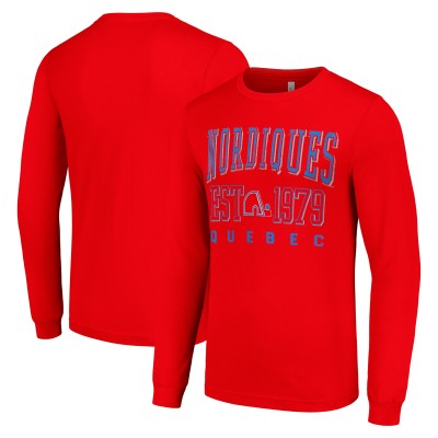 Футболка Quebec Nordiques Starter Red Retro Graphic Long Sleeve Crew