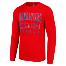 Футболка Quebec Nordiques Starter Red Retro Graphic Long Sleeve Crew