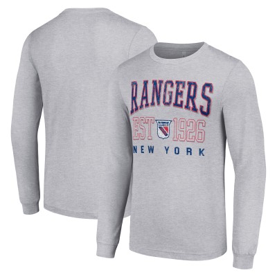 Футболка New York Rangers Starter Retro Graphic Long Sleeve Crew - Heather Gray