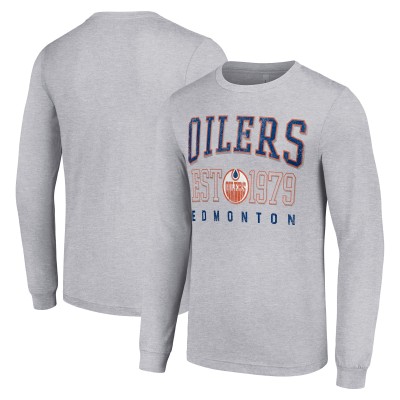 Футболка с длинным рукавом Edmonton Oilers Starter Retro Graphic Crew - Heather Gray