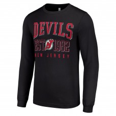 Футболка с длинным рукавом New Jersey Devils Starter Retro Graphic - Black