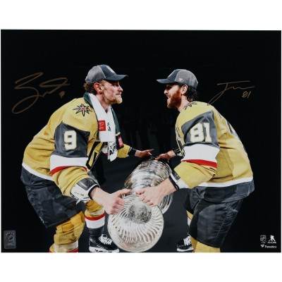 Jonathan Marchessault & Jack Eichel Vegas Golden Knights Autographed Fanatics Authentic 2023 Stanley Cup Champions 16 x 20 Passing Cup Photograph