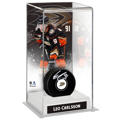 Шайба и кейс Leo Carlsson Anaheim Ducks Autographed Fanatics Authentic