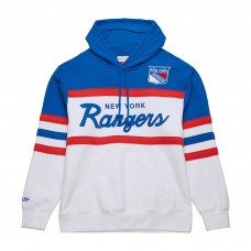 New York Rangers Mitchell & Ness White/Blue Head Coach Pullover Hoodie New York Rangers Mitchell & Ness White/Blue Head Coach Pullover Hoodie