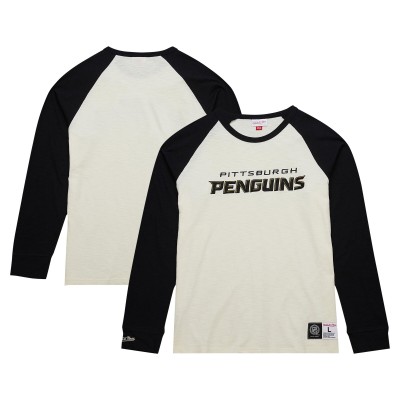 Футболка с длинным рукавом Pittsburgh Penguins Mitchell & Ness Cream Legendary Slub Vintage Raglan