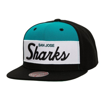 Бейсболка San Jose Sharks Mitchell & Ness Black Retro Script Colorblock