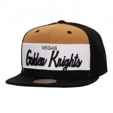 Vegas Golden Knights Mitchell & Ness Black Retro Script Colorblock Snapback Hat