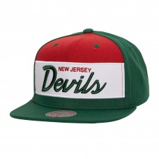 New Jersey Devils Mitchell & Ness Green Retro Script Colorblock Snapback Hat