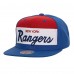 New York Rangers Mitchell & Ness Blue Retro Script Colorblock Snapback Hat New York Rangers Mitchell & Ness Blue Retro Script Colorblock Snapback Hat