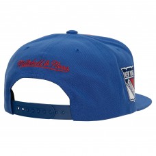 New York Rangers Mitchell & Ness Blue Retro Script Colorblock Snapback Hat New York Rangers Mitchell & Ness Blue Retro Script Colorblock Snapback Hat