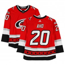 Игровая джерси Sebastian Aho Carolina Hurricanes Autographed Fanatics Authentic Red 25th Anniversary Season Alternate Adidas Authentic