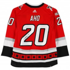Игровая джерси Sebastian Aho Carolina Hurricanes Autographed Fanatics Authentic Red 25th Anniversary Season Alternate Adidas Authentic