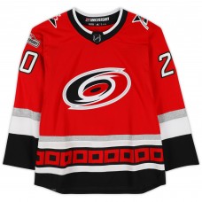 Игровая джерси Sebastian Aho Carolina Hurricanes Autographed Fanatics Authentic Red 25th Anniversary Season Alternate Adidas Authentic