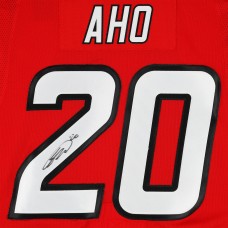 Игровая джерси Sebastian Aho Carolina Hurricanes Autographed Fanatics Authentic Red 25th Anniversary Season Alternate Adidas Authentic
