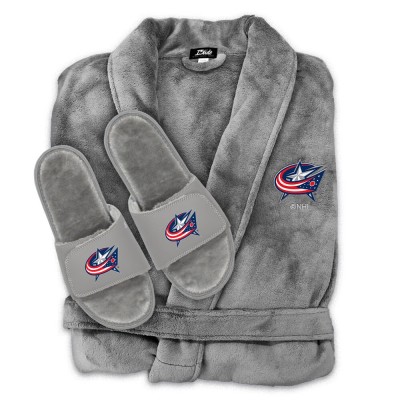 Халат и тапочки Columbus Blue Jackets ISlide Unisex Faux Fur - Gray