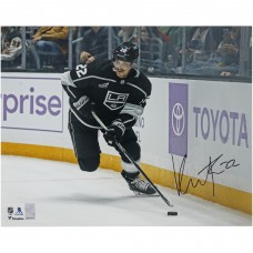Kevin Fiala Los Angeles Kings Autographed Fanatics Authentic 16 x 20 Black Jersey with Puck Photograph