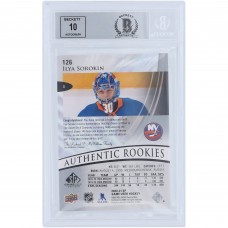Ilya Sorokin New York Islanders Autographed 2020-21 Upper Deck SP Game Used Silver Parallel Relic #126 Beckett Fanatics Witnessed Authenticated 9/10 Rookie Card