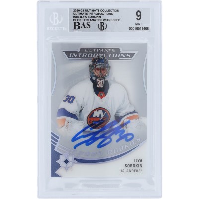 Ilya Sorokin New York Islanders Autographed 2020-21 Upper Deck Ultimate Collection Introductions #UI-6 Beckett Fanatics Witnessed Authenticated 9/10 Rookie Card