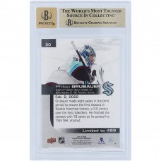 Philipp Grubauer Seattle Kraken Autographed 2021-22 Upper Deck Game Dated Moments #50 #/499 Beckett Fanatics Witnessed Authenticated 9.5/10 Card