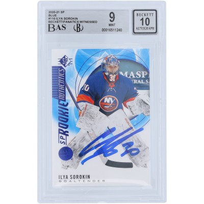 Ilya Sorokin New York Islanders Autographed 2020-21 Upper Deck SP Blue #116 Beckett Fanatics Witnessed Authenticated 9/10 Rookie Card