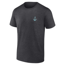 Seattle Kraken Fanatics Heather Charcoal Backbone T-Shirt Seattle Kraken Fanatics Heather Charcoal Backbone T-Shirt