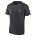 Seattle Kraken Fanatics Heather Charcoal Backbone T-Shirt