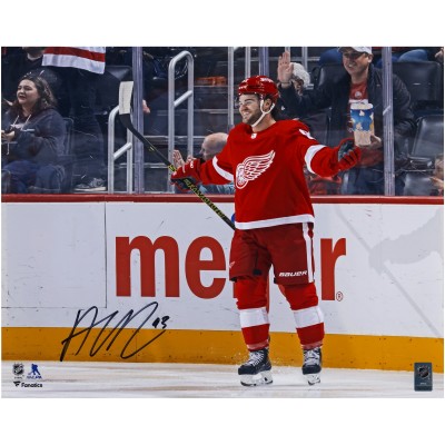 Alex DeBrincat Detroit Red Wings Autographed Fanatics Authentic 16 x 20 Red Jersey Celebrating Photograph