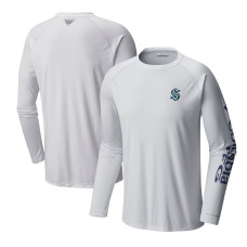 Seattle Kraken Columbia White Terminal Tackle Omni-Shade Raglan Long Sleeve T-Shirt