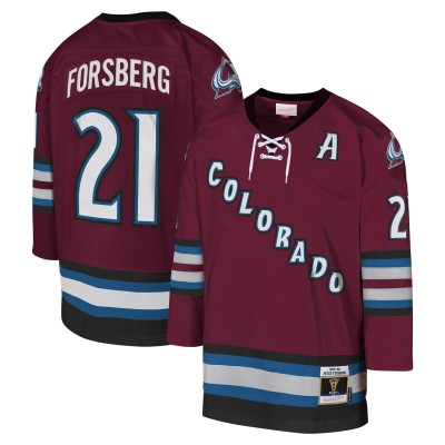 Игровая джерси Peter Forsberg Colorado Avalanche Mitchell & Ness Youth 2001-02 Blue Line Player - Burgundy