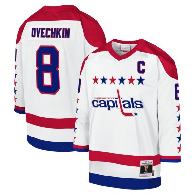 Детская джерси Washington Capitals Alexander Ovechkin Mitchell & Ness White 2012-13 Blue Line Captain Patch