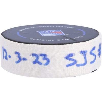 Ryan Carpenter San Jose Sharks Fanatics Authentic Game-Used Goal Puck From December 3, 2023 vs. New York Rangers