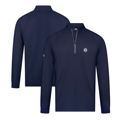 Winnipeg Jets Levelwear Navy Theory Insignia Core Quarter-Zip Pullover Top