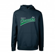 Подростковая Vancouver Canucks Levelwear Navy Podium Retro Script Fleece Pullover Hoodie