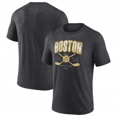 Футболка Boston Bruins Fanatics Heather Charcoal Vintage Cross Sticks Distressed Tri-Blend