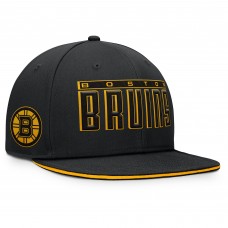 Boston Bruins Fanatics Black Fundamental Gino Stack Snapback Hat