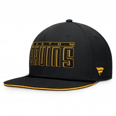 Boston Bruins Fanatics Black Fundamental Gino Stack Snapback Hat
