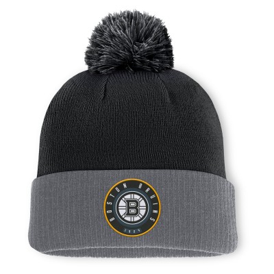 Шапка с помпоном Boston Bruins Fanatics Black Cuffed Knit