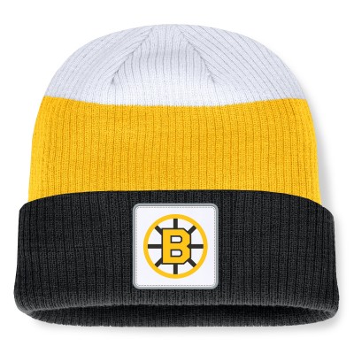 Шапка Boston Bruins Fanatics Black/Gold Heritage Showboat Color-Block Cuffed Knit