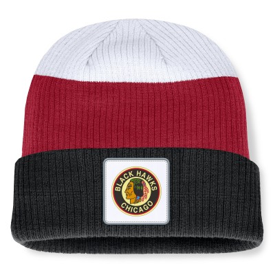 Шапка Chicago Blackhawks Fanatics Heritage Showboat Color-Block Cuffed Knit - Black/Red
