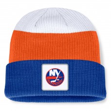 New York Islanders Fanatics Royal/Orange Heritage Showboat Color-Block Cuffed Knit Hat New York Islanders Fanatics Royal/Orange Heritage Showboat Color-Block Cuffed Knit Hat