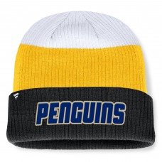 Шапка Pittsburgh Penguins Fanatics Black/Gold Heritage Showboat Color-Block Cuffed Knit