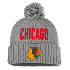 Женская шапка с помпоном Chicago Blackhawks Fanatics Gray Heritage Tilly Cuffed