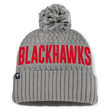 Женская шапка с помпоном Chicago Blackhawks Fanatics Gray Heritage Tilly Cuffed