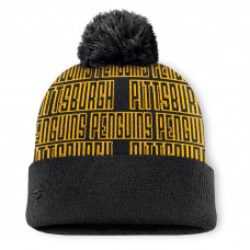 Шапка с помпоном Pittsburgh Penguins Fanatics Black Fundamental Empty Net Cuffed Knit