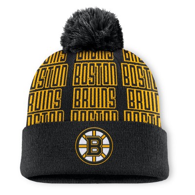 Шапка с помпоном Boston Bruins Fanatics Black Fundamental Empty Net Cuffed Knit
