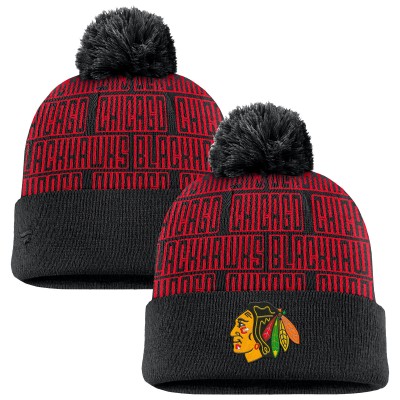 Шапка с помпоном Chicago Blackhawks Fanatics Fundamental Empty Net Cuffed Knit - Black