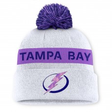 Шапка с помпоном Tampa Bay Lightning Fanatics White Hockey Fights Cancer