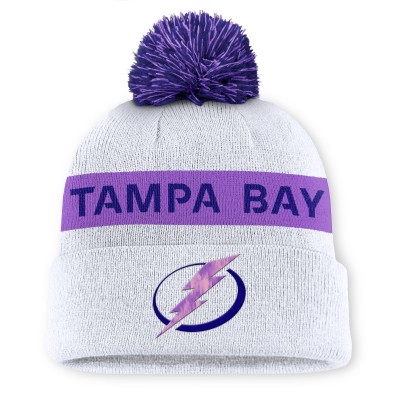 Шапка с помпоном Tampa Bay Lightning Fanatics White Hockey Fights Cancer