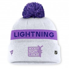 Шапка с помпоном Tampa Bay Lightning Fanatics White Hockey Fights Cancer