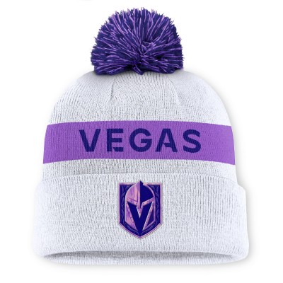 Шапка с помпоном Vegas Golden Knights Fanatics White Hockey Fights Cancer Cuffed Knit